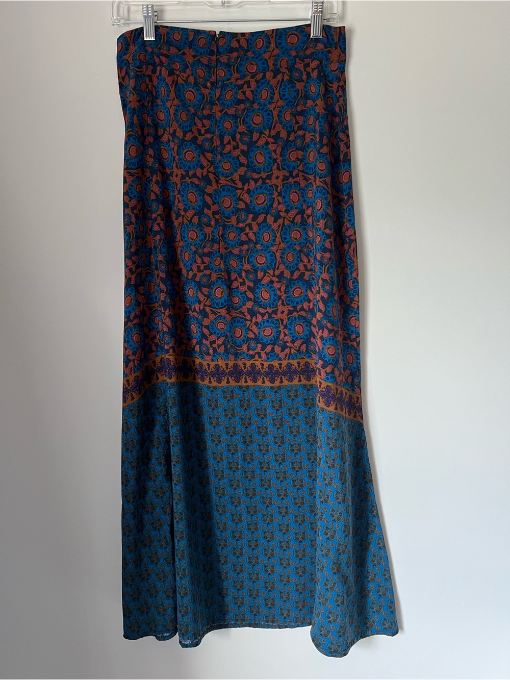 NATURAL LIFE Amy Maxi Skirt Blue and Rust Printed M Boho Fall West Coast - Picture 9 of 12
